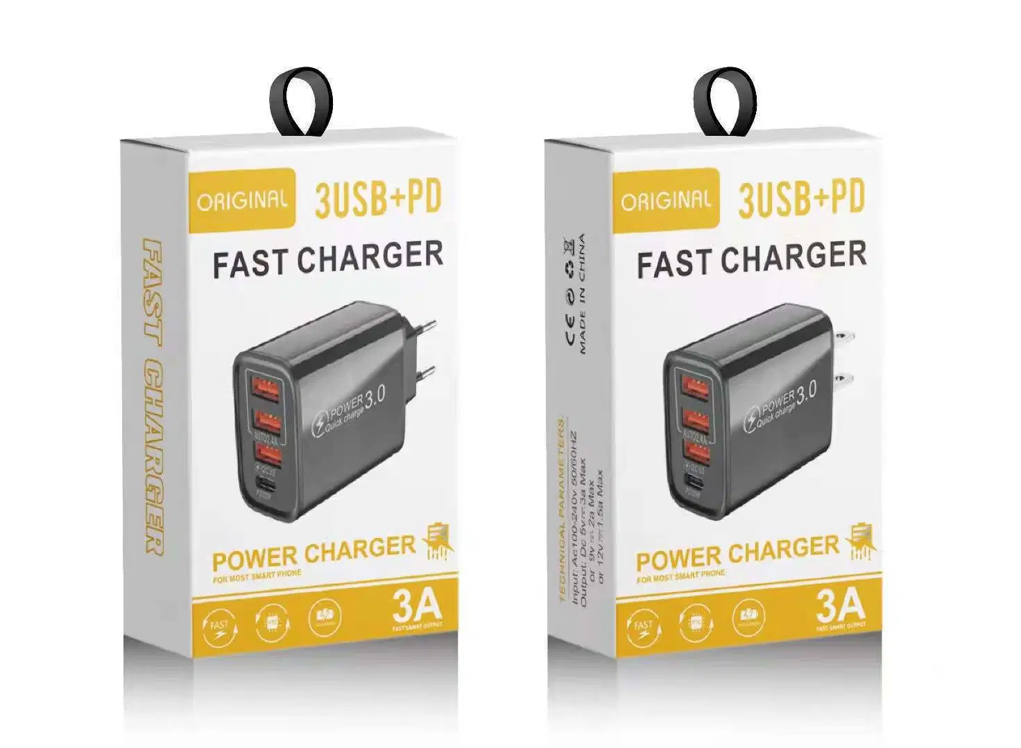 New Factory Price Fast Charging Mobile Phone Charger QC3.0 3A EU Us Standard Type-C + 3USB Multi-Port Pd Adapter Charger