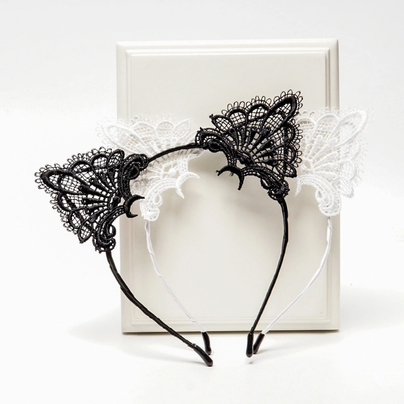 Cute Sexy Black Lace Cat Ears Hair Hoop Lace Headband Hair Band