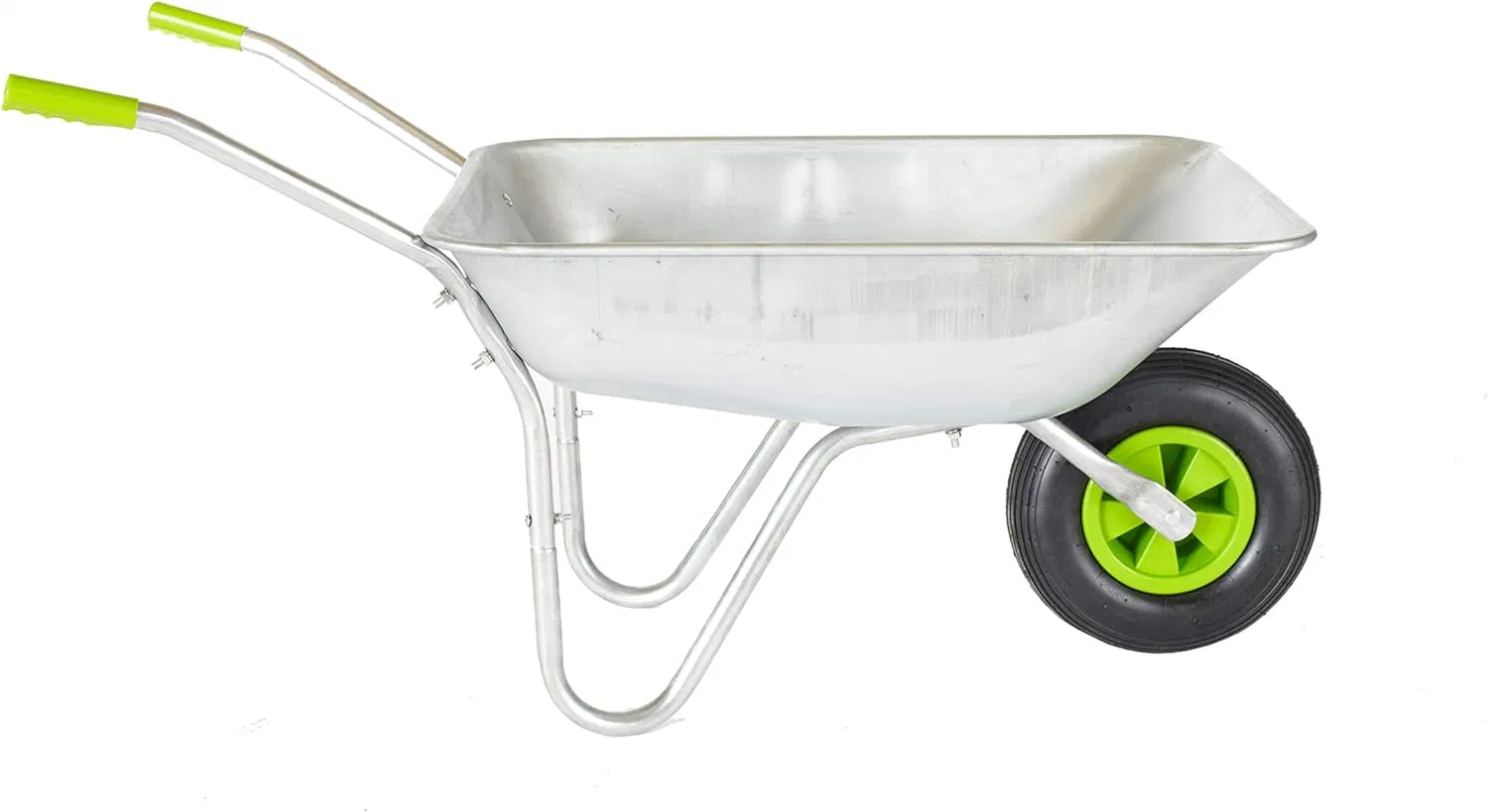 Wheelbarrow Home Garden Cart Galvanised with Pneumatic Tyre (65L)