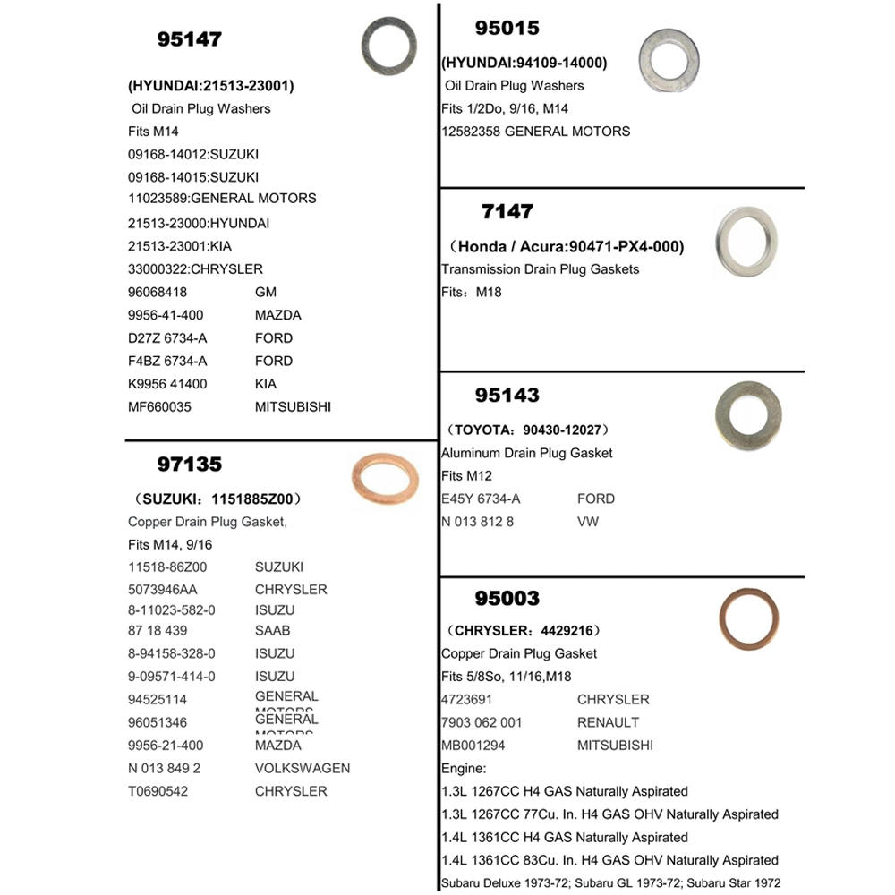 in Stock Automotive Parts Metal/Rubber/Copper/Stainless Steel/Blue Gray Aluminium Oil Drain Plug Gasket Flat Washer