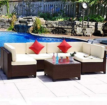 PE Rattan Gartenmöbel Terrasse Sofa 6 Sitzgelegenheit