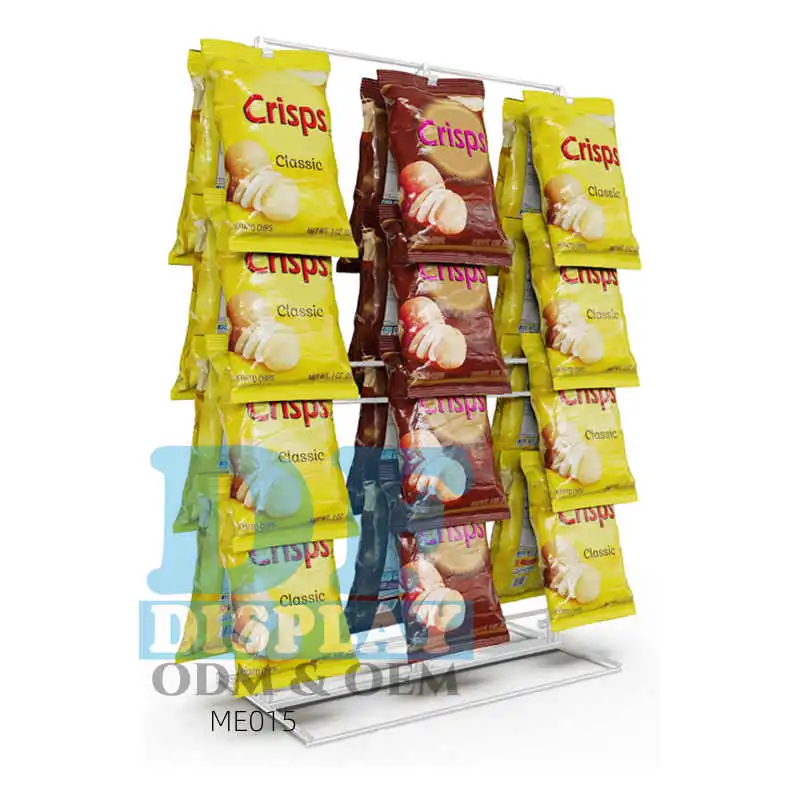 La tienda de exhibición Candy Display Rack, Blanco 3-fila Countertop Snack Cart, al por menor portátil Potato Chip Bag Holder, Sweets Organizer Stand for Party