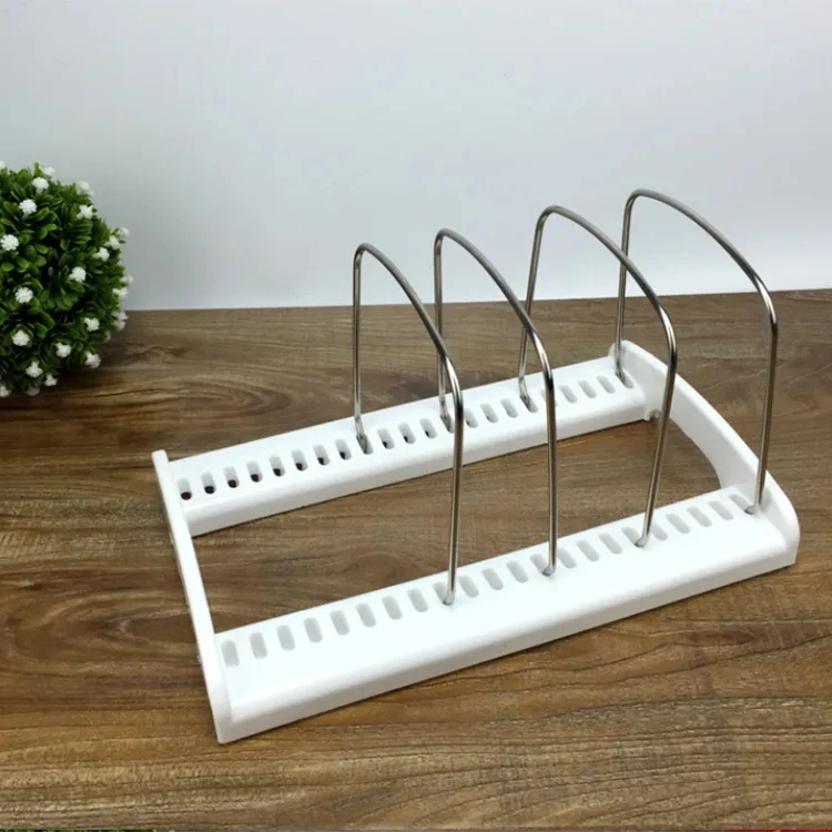 White Metal Pot Lid Storage Holders Pot Rack for Hanging Pots and Pans