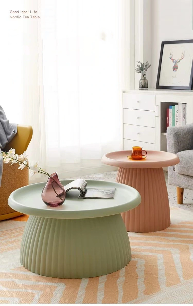 Table basse ronde de salon avec motif pour bureau à domicile en champignon.