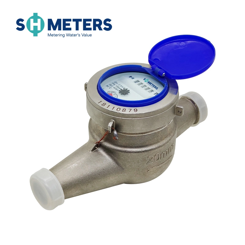 DN15-DN50 R160 قراءة شاشة متعددة Jet Dry-Dial من الفولاذ المقاوم للصدأ اكتب Water Meter (عداد الماء)