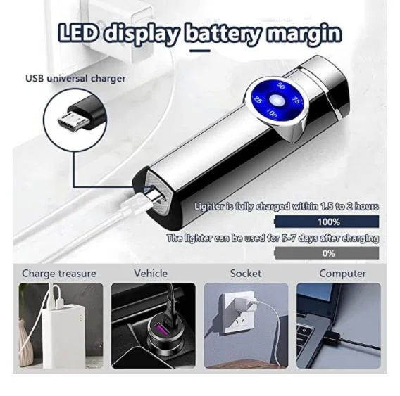 Electric Windproof Lighter Plasma Dual Arc USB Rechargeable Lighter