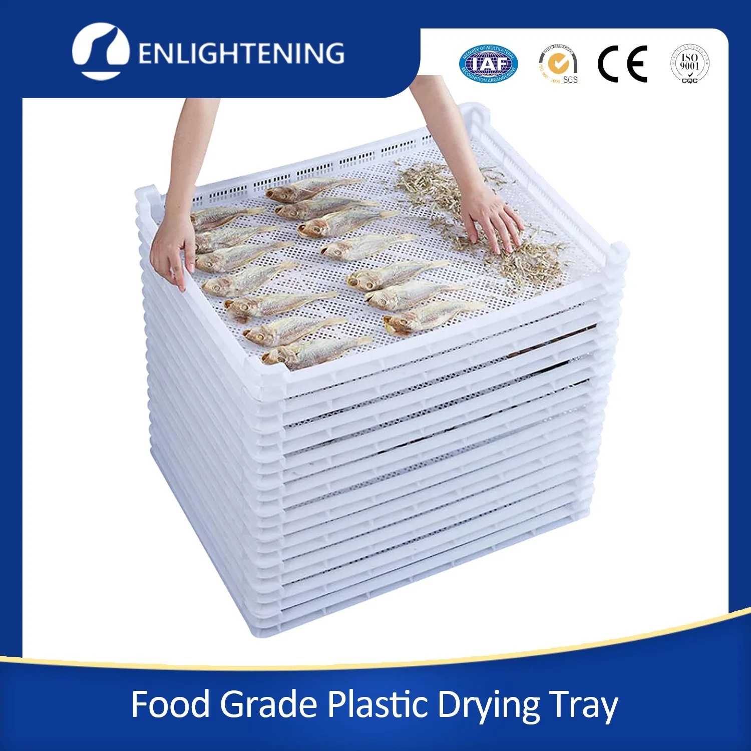 Wholesale/Supplier 600X800X75mm Cheap Price HDPE Food Grade Stackable Agriculture Drying Plastic Tray for Drying Seafood/Fruits/Vegetables/Soap Pasta/Mushroom/Drugs