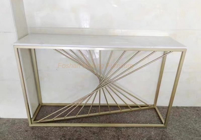 Modern White Marble Top Console Table for Hotel Hallway or TV Wall Decoration