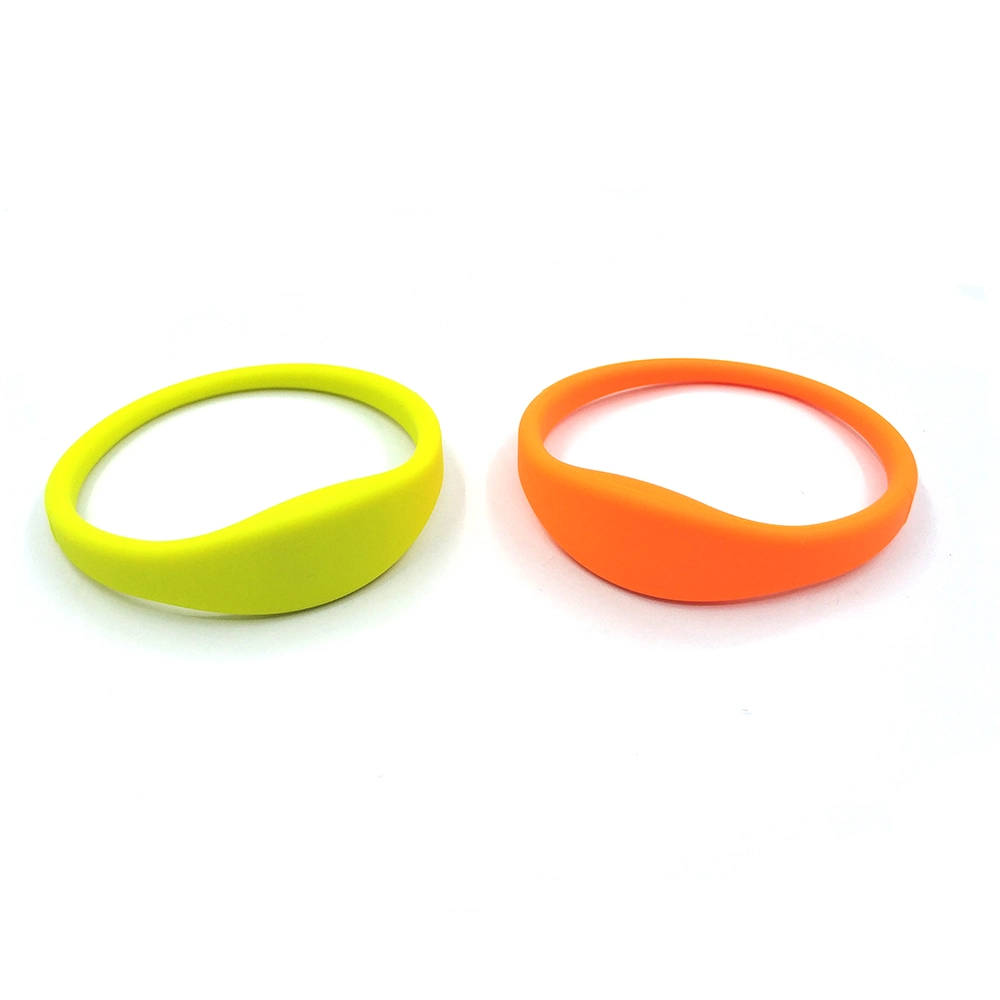 Échantillon gratuit, RFID HF N-Tag213 Bracelet Bracelet en silicone/NFC - Bracelet - Jaune + Orange