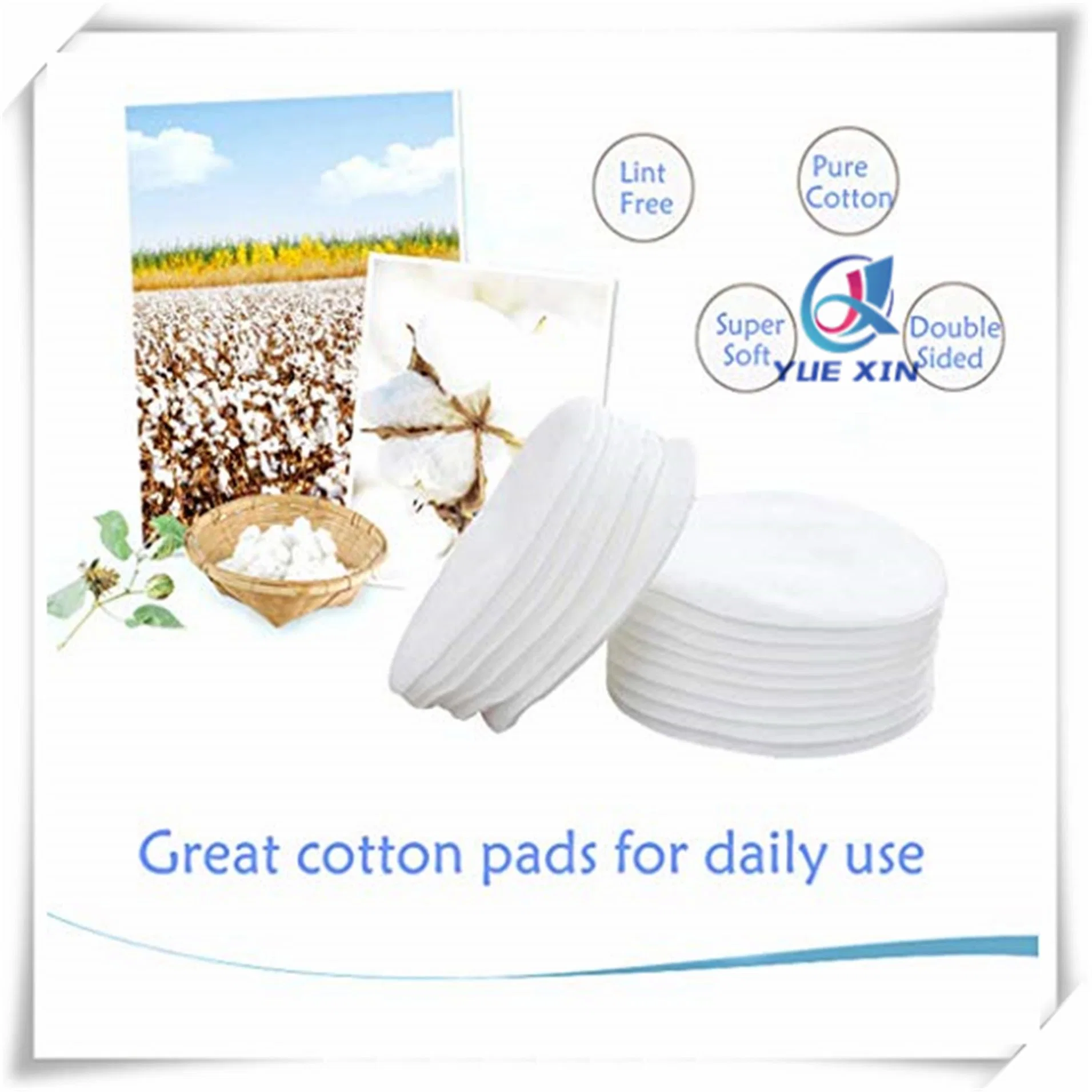 100% puro algodón natural Pads-Beauty Care-Biodegradable personales y de algodón (2.36"(6cm)-80Count)