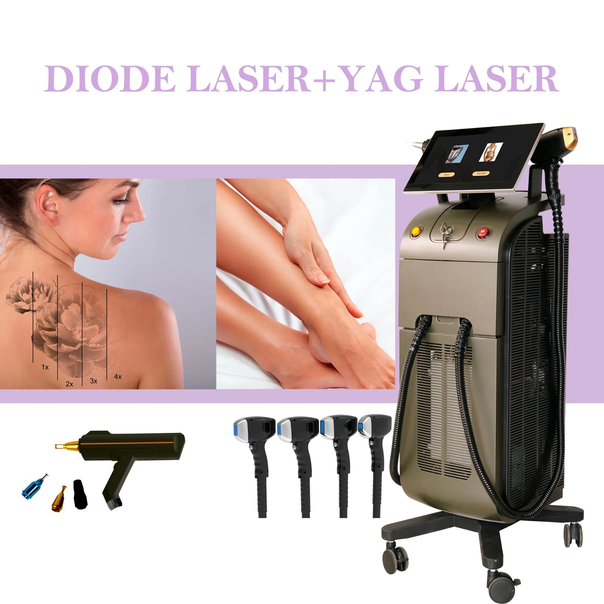 Km 2 in 1 Diode Laser Hair Removal Device YAG Laser Carbon Peeling Skin Tightening Equipment