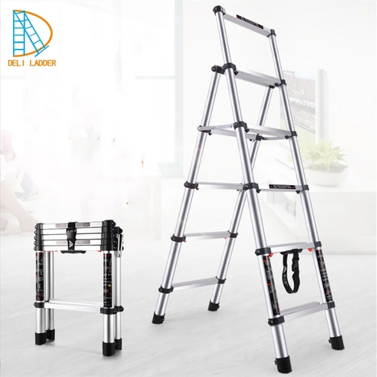 Household 1.4+1.7m a Type Telescopic Ladder Aluminium Uaed Ladders for Sale