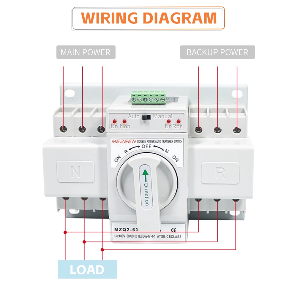 3 Positionen 63A Elektronische Dual Automatic Home Factory Power Transfer ATS-Switch