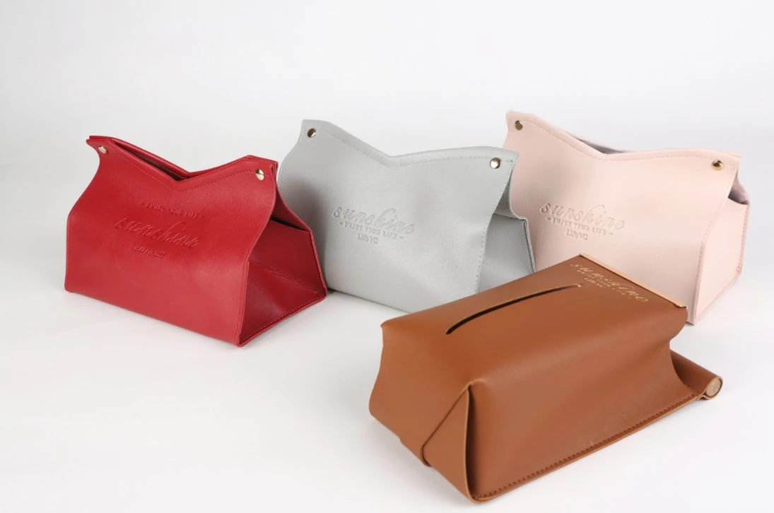 Customized Fashion Leather Tissue Box Paper Holder Napkin Box