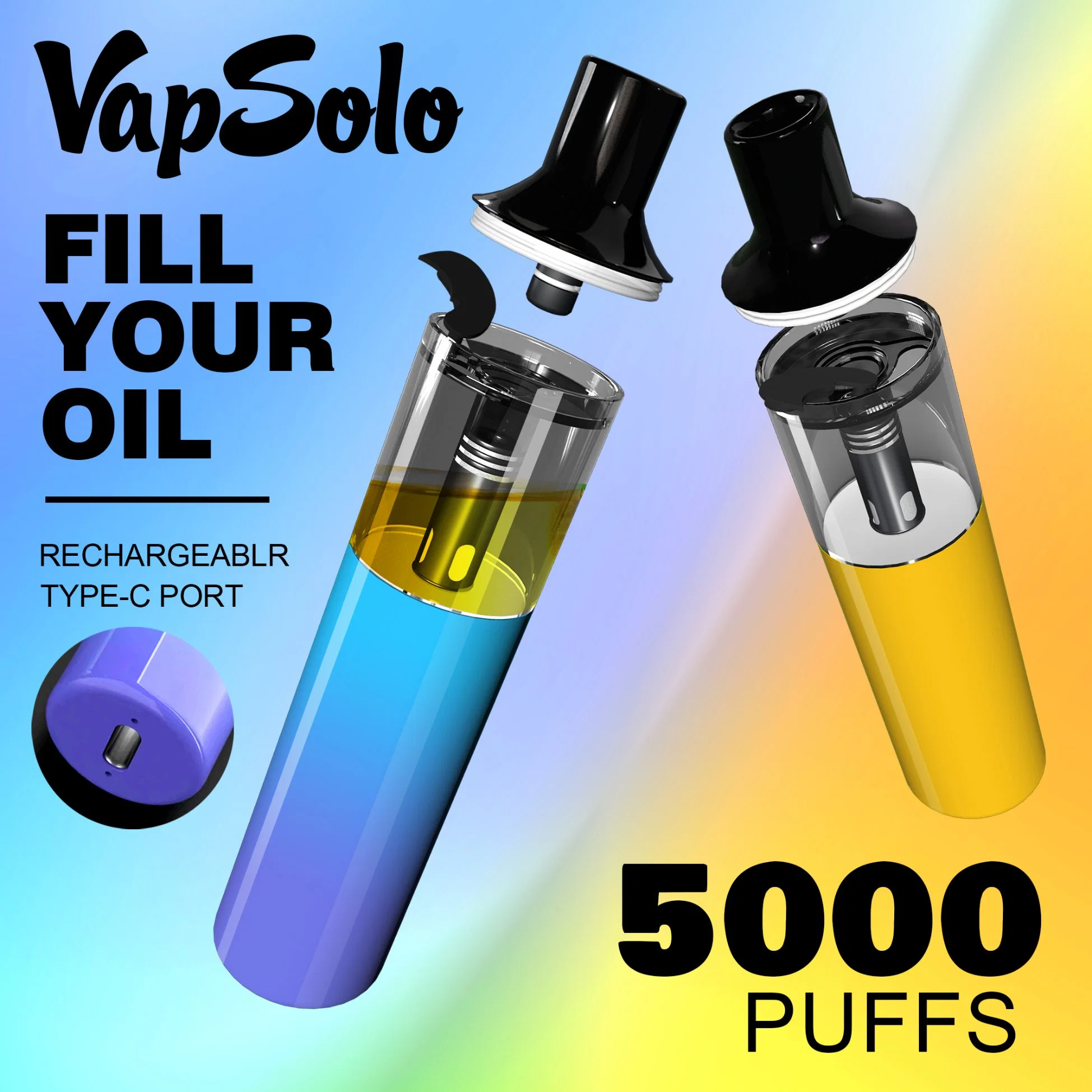 Made in China Factory Wholesale Vapsolo 5000 10000 Puff Rechargeble 650mAh 20ml Disposable Vape Pen Empty Disposable Electronic Cigarette