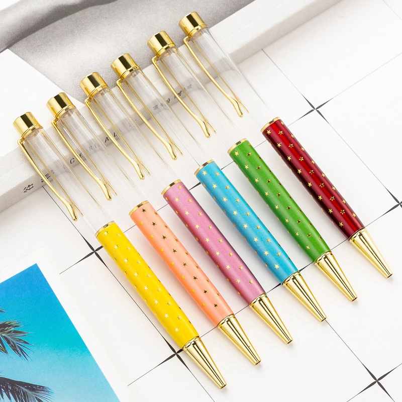 Creative New DIY Crystal Empty Rod Pen Japanese and Korean Fashion Hand Oil Pen Metal Ballpoint Pen