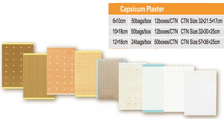 Capsicum Plaster Capsicum Plaster Wholesale/Supplier Capsicum Adhesive Plaster/Hot Chilli Rheumatism Plaster/Capsicum Plaster Sanitayaki