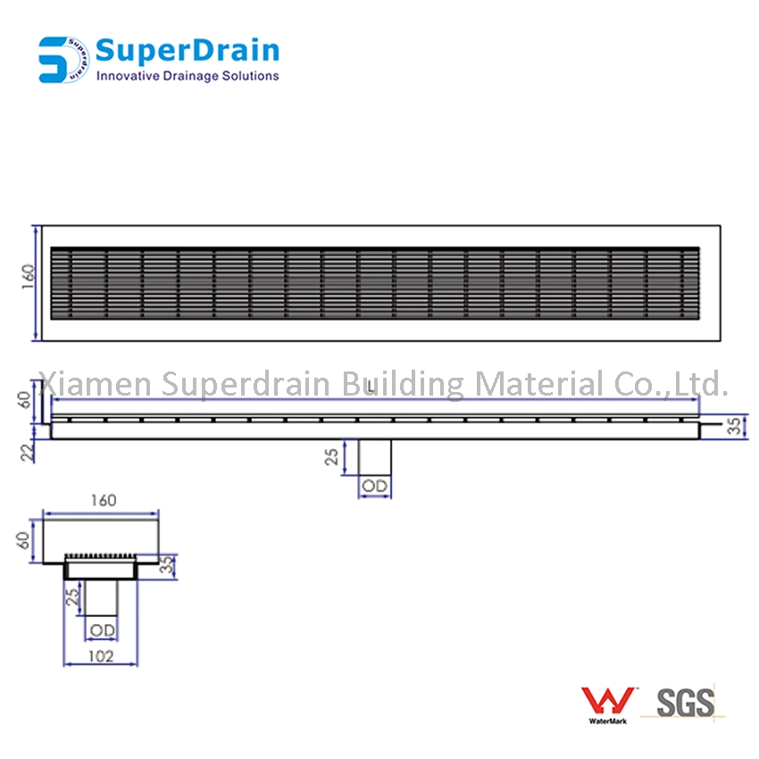 Ss Gully Water Cover Linear Drain with ISO9001 for Ditch