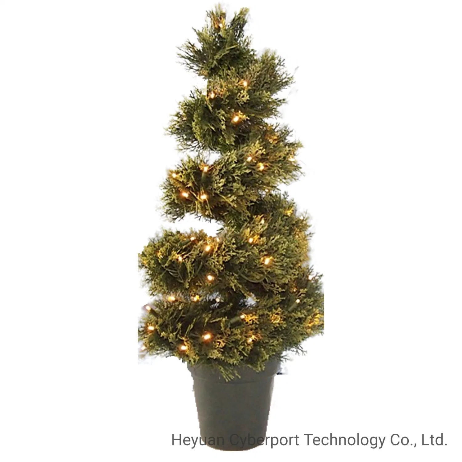 32' ' Navidad Árbol artificial Pot cono porche espiral árbol con el color blanco cálido y con múltiples luces de colores para decoración de Navidad