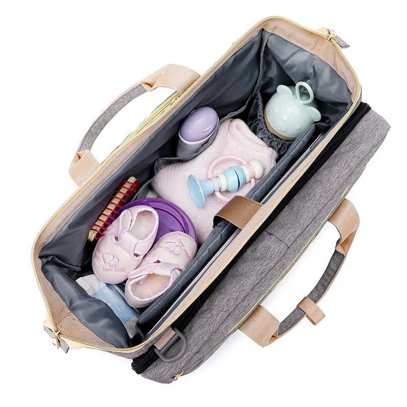 Fashion Big Capacity Waterproof Multifunctional Casual Baby Folding Bed Mummy Messenger Diaper Bag (CY0082)