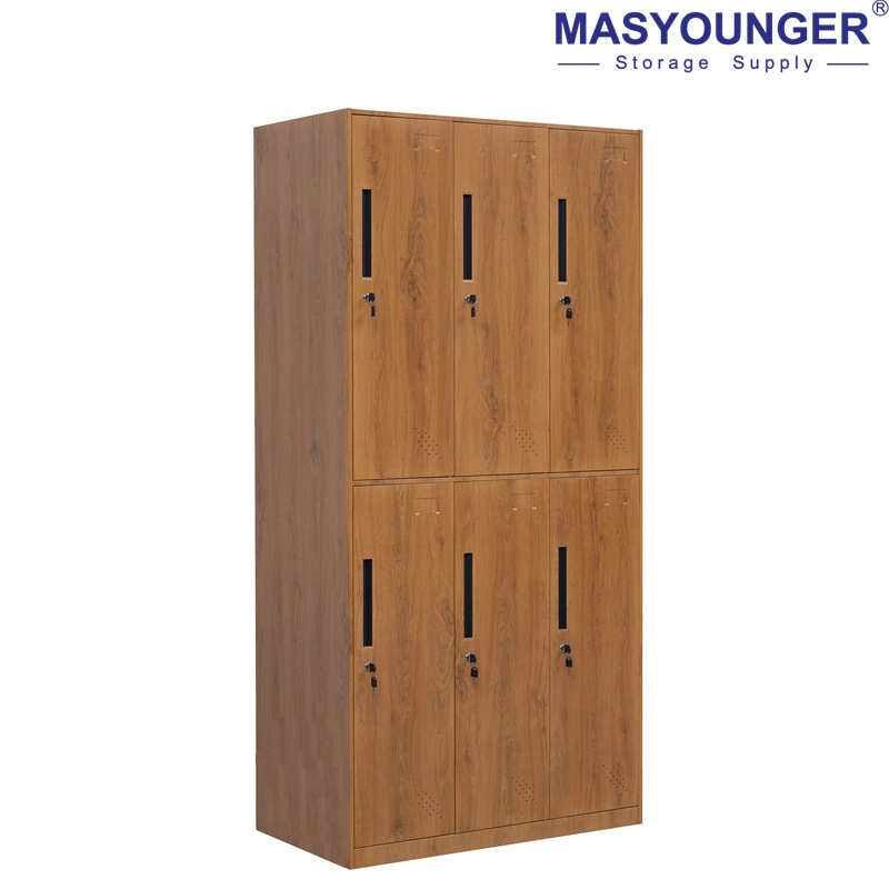 Stationary Cupboard Wood Grain Transfer Cabinet Steel Office Furniture