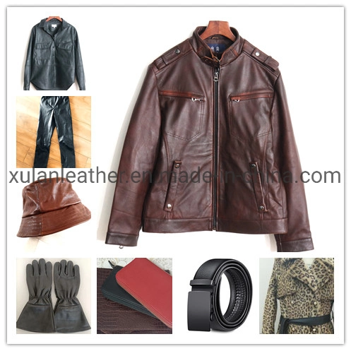 China Factory Herren Ledermantel Schwarz Motorrad Echte Lederjacken