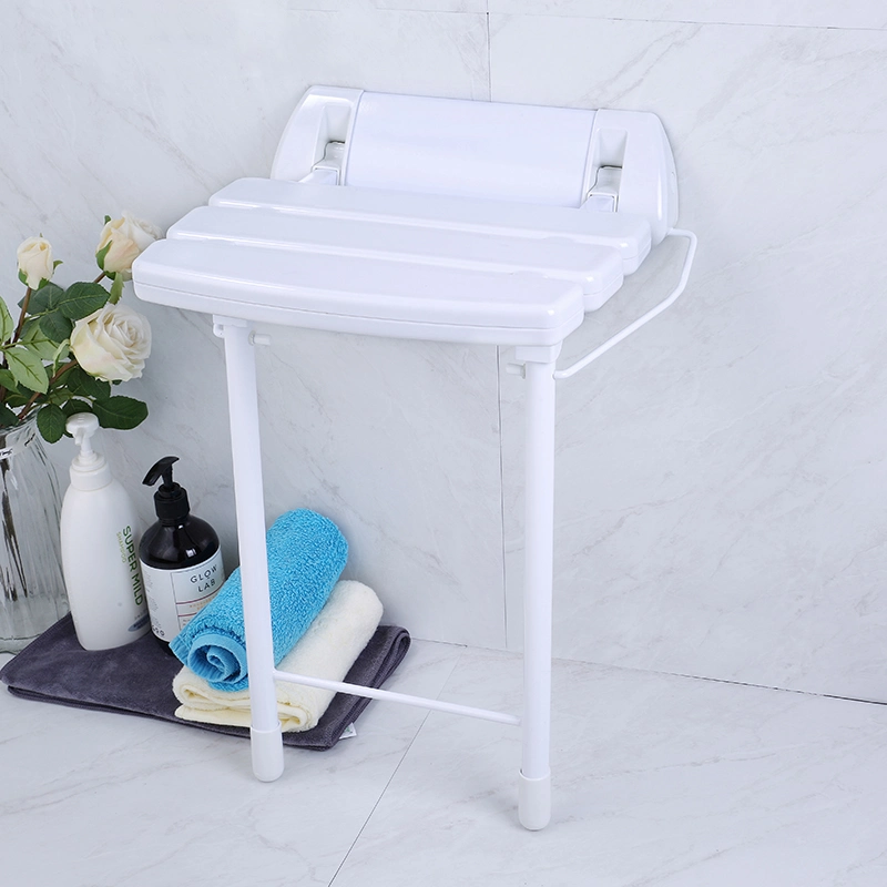 Plastic Folding Shower Seat with Aluminum Brackets and Stainless Steel Legs&Bars