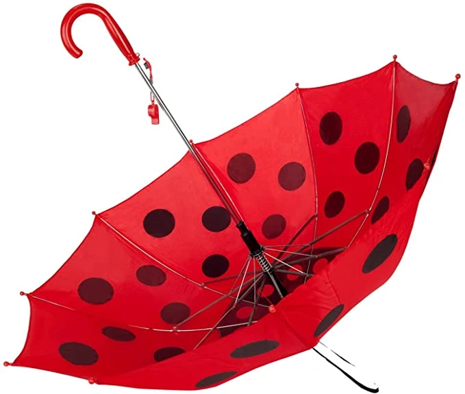 Punho vermelho impermeável Ladybird orelhas com pega animal de 21 polegadas Cartoon aberto automático Kartoon para criança Urbinha joaninha orelhas para criança forma Guarda-chuva para o exterior