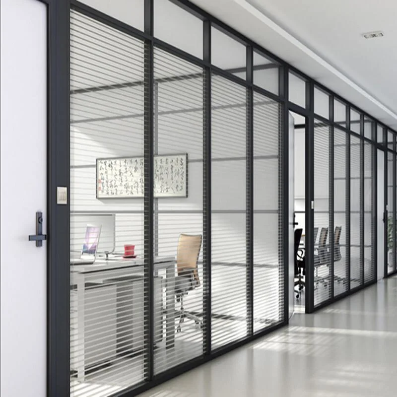 Full View Office Wall Partition Double Layer Glass Aluminum Partition Type