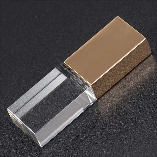 Hot Selling Custom Logo Crystal 4GB 16GB USB 3.0 Pendrive 8GB OEM 3D Logo Carving Crystal USB Logo with LED Light