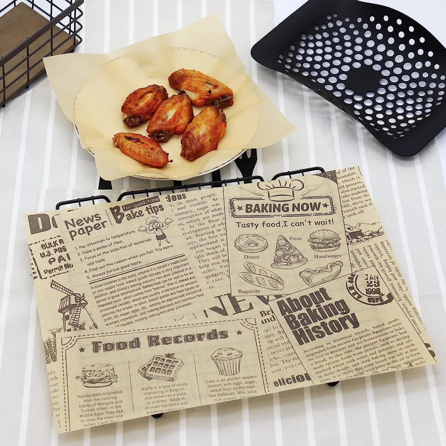 Custom Printed Waxed Wrap Paper for Hamburg Sandwich Fried Chicken Packaging