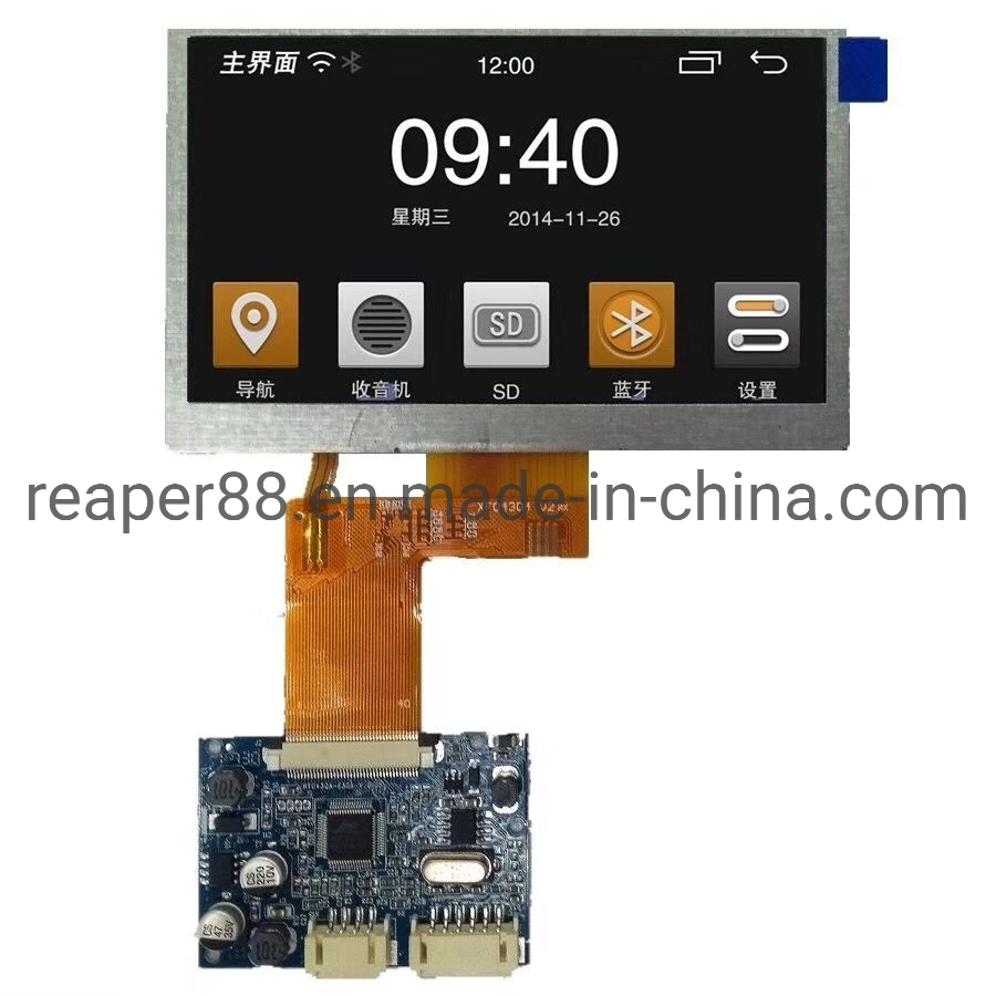 OEM 4.3 Inch TFT LCD Display Module with Driver Board for Video Door Phone, Videotelephony, Automotive Displays, Portable DVD, Instruments, Meters and Measuring