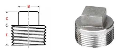 2" Square Head Plug NPT Threaded Material to ASTM a 105 N Dimensions to ASME B 16.11 Class 2000 Lb Galvanized