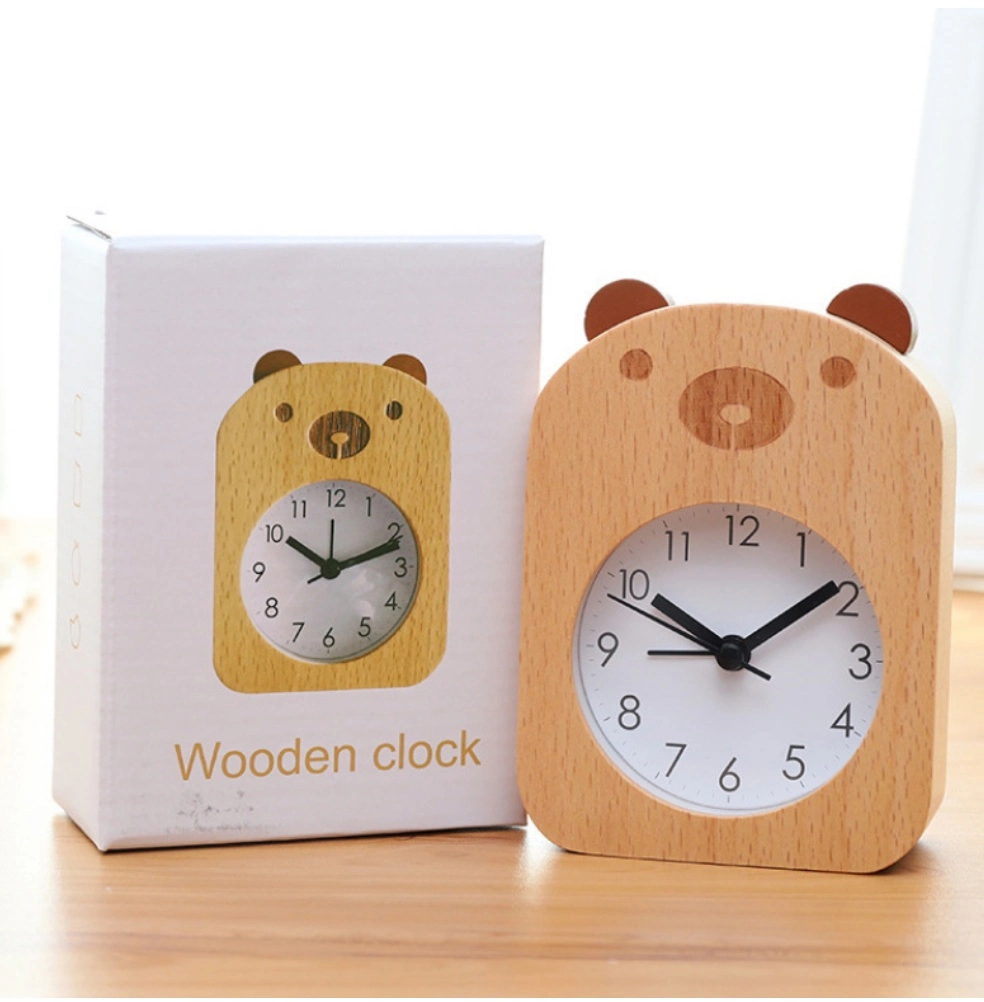 European-Style Wood Animal Mute Clock Living Room Bedroom Cartoon Quartz