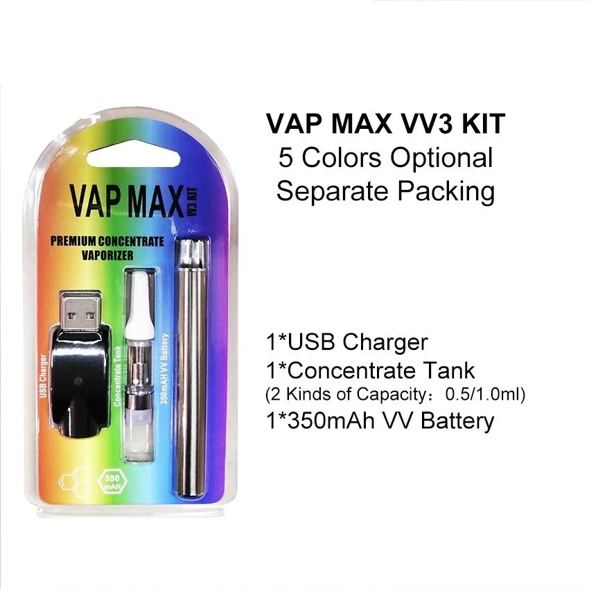 350mAh VV Variable Voltage Preheat Battery 0.5/1.0ml 510 Glass Cartridge Vap Max W3 Kit