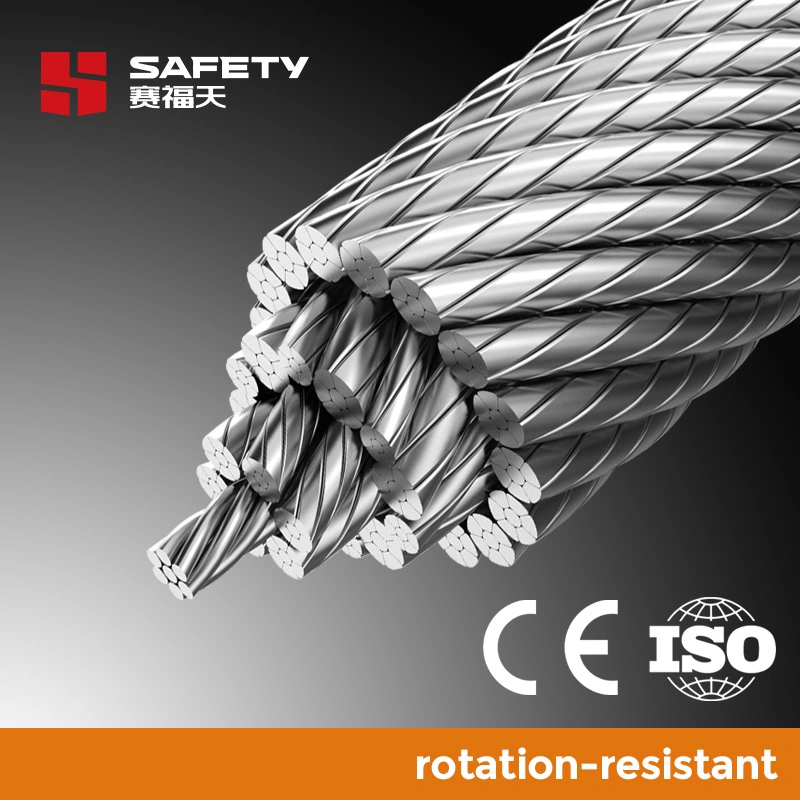 24*7 24*K7 Rotation Resistant Steel Wire Rope Tower Crawler Crane Fittings 24X7 24xk7 Main Hoist Cable ISO2408