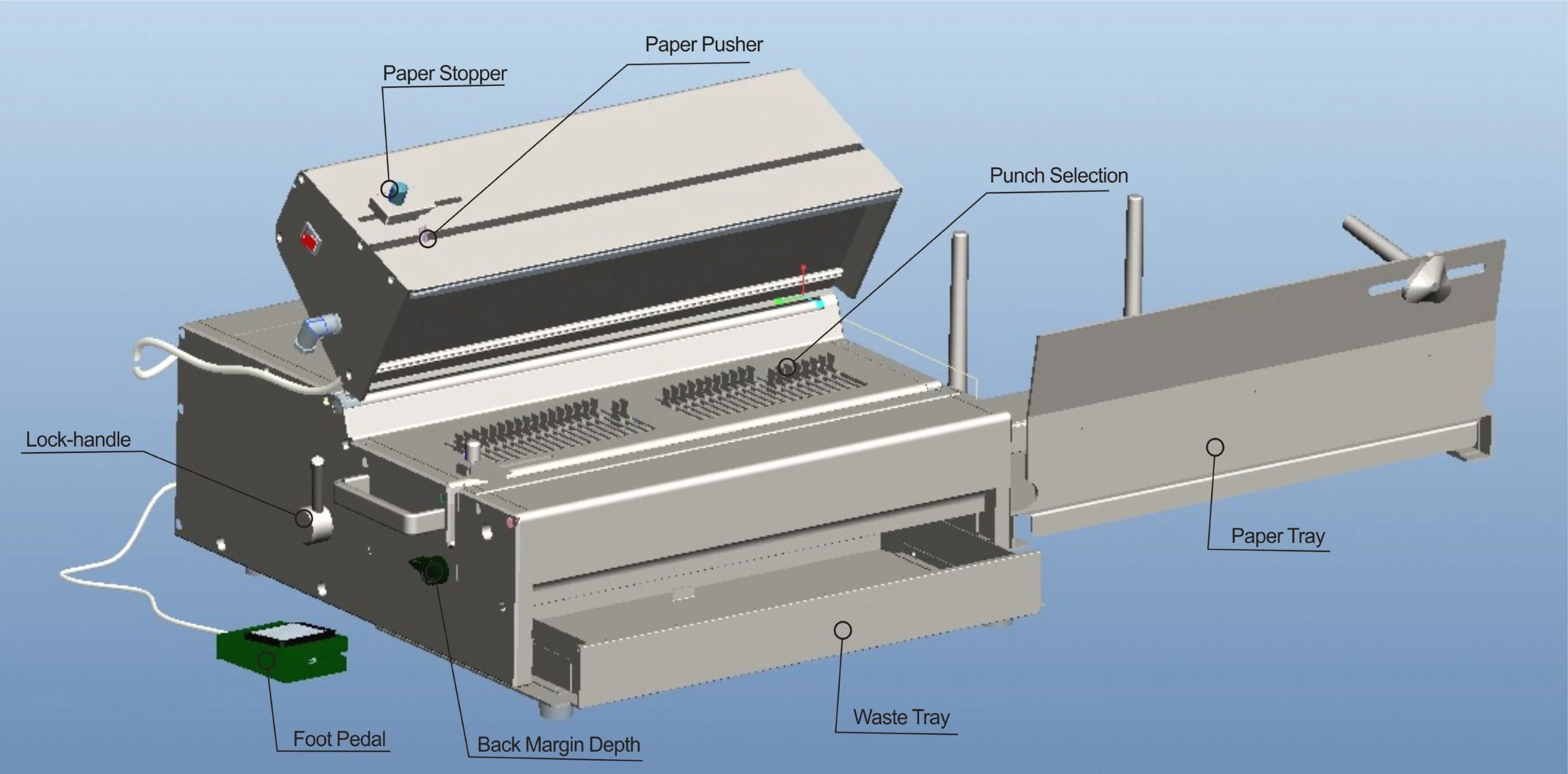 Semi-Automatic Paper Hole Punching Machine with Interchangeable Dies (SUPER360E)