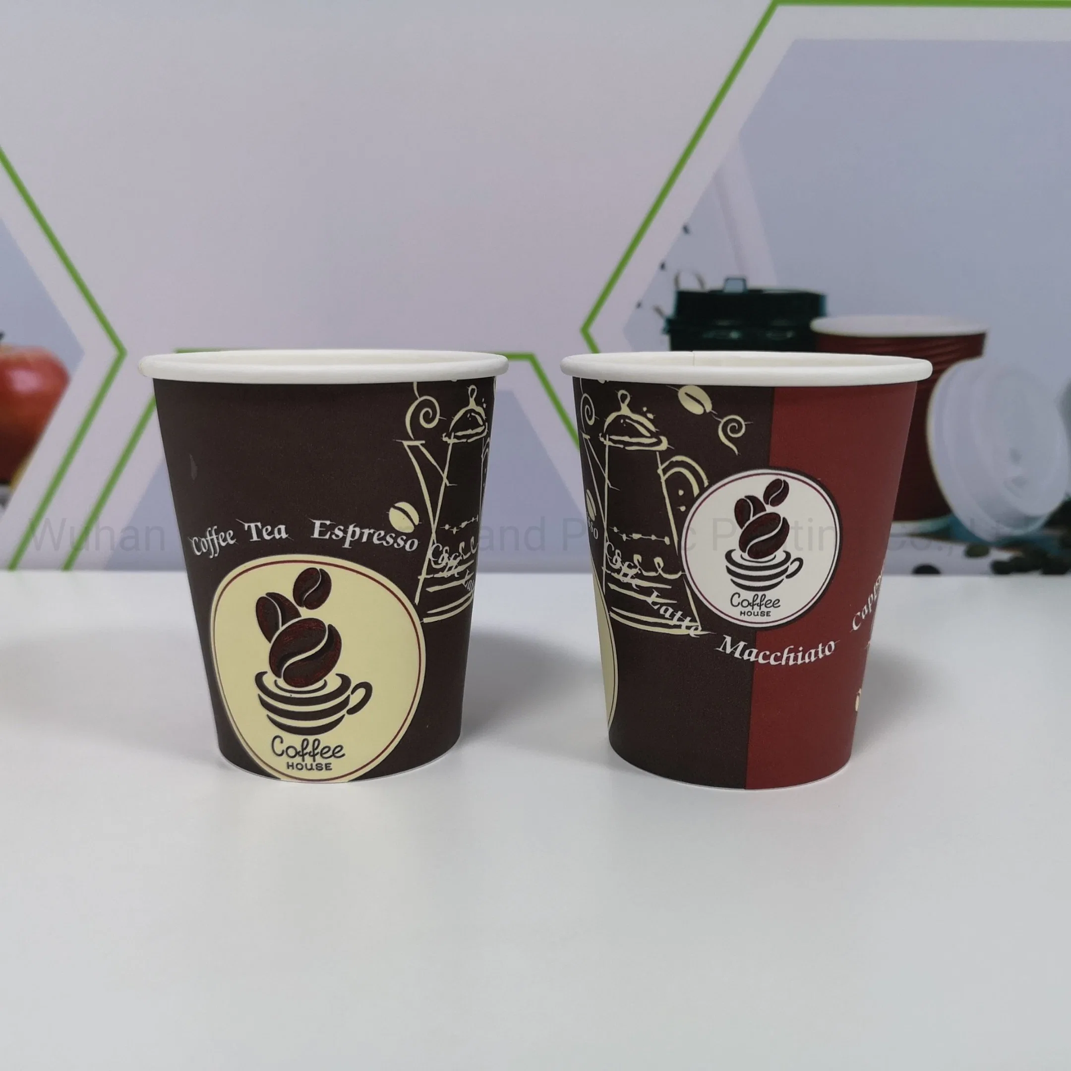 OEM China Factory Custom Logo Disposable Hot Beverage Cups Coffee Cup Single Wall/ Double Wall/ Ripple Wall Drinking Paper Cups for Coffee / Espresso / American