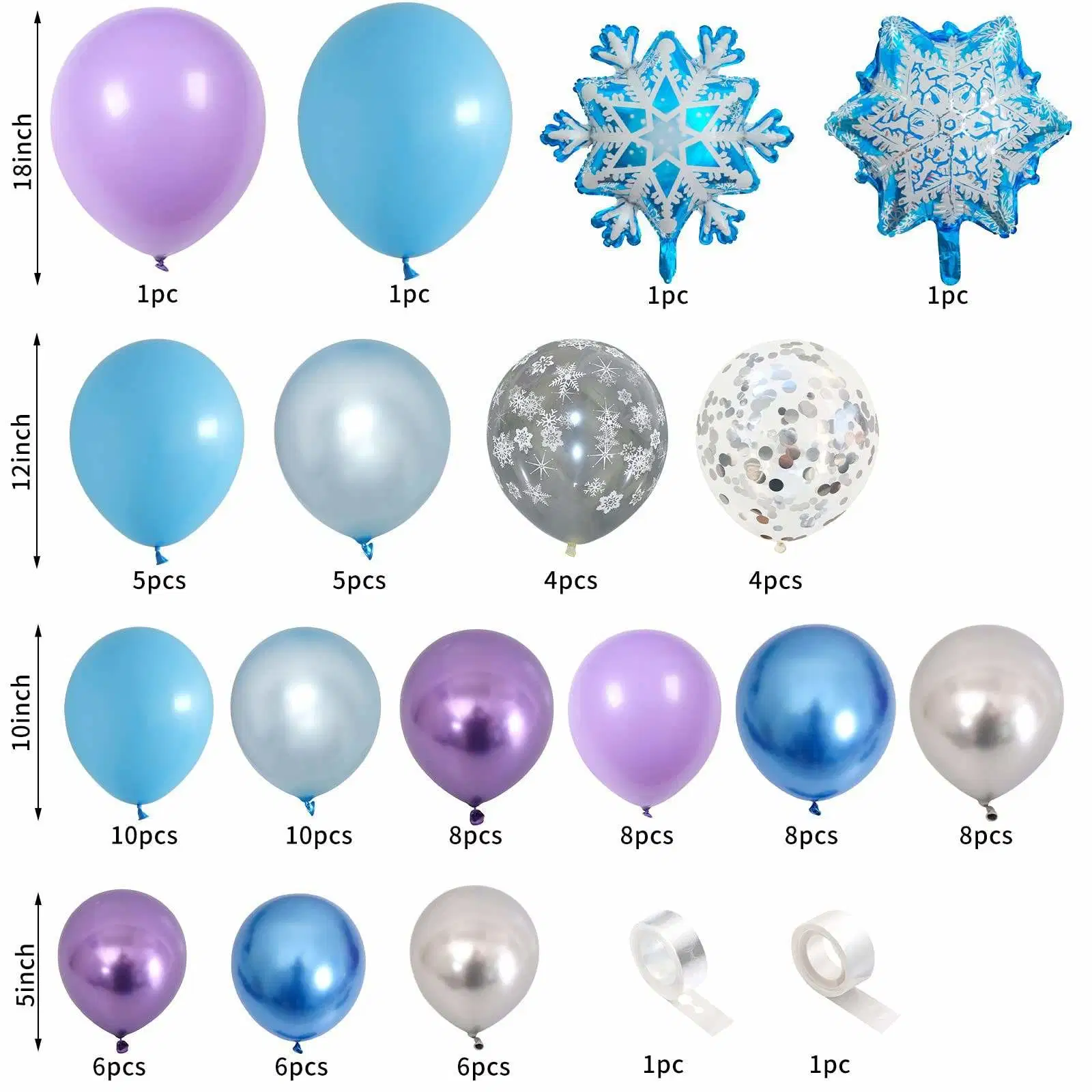 Blue Balloons Arch Garland Kit Snowflake Winter Wonderland Party Balloons