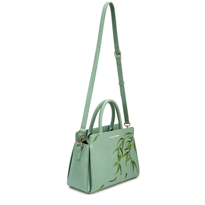 Embroider Green Leaf Fashion Shoulder Ladies Hand Leather Bags Women's Shoulder Bags