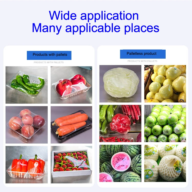 Fresh Frozen Vegetable and Fruit PVC PE Plastic Cling Film Packaging Machine with Print Label Tray Wrap Packing Machine