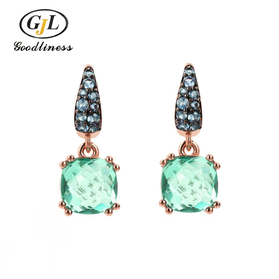 Nano Colorful Stone Earrings Women Jewelry Fashion Jewellery