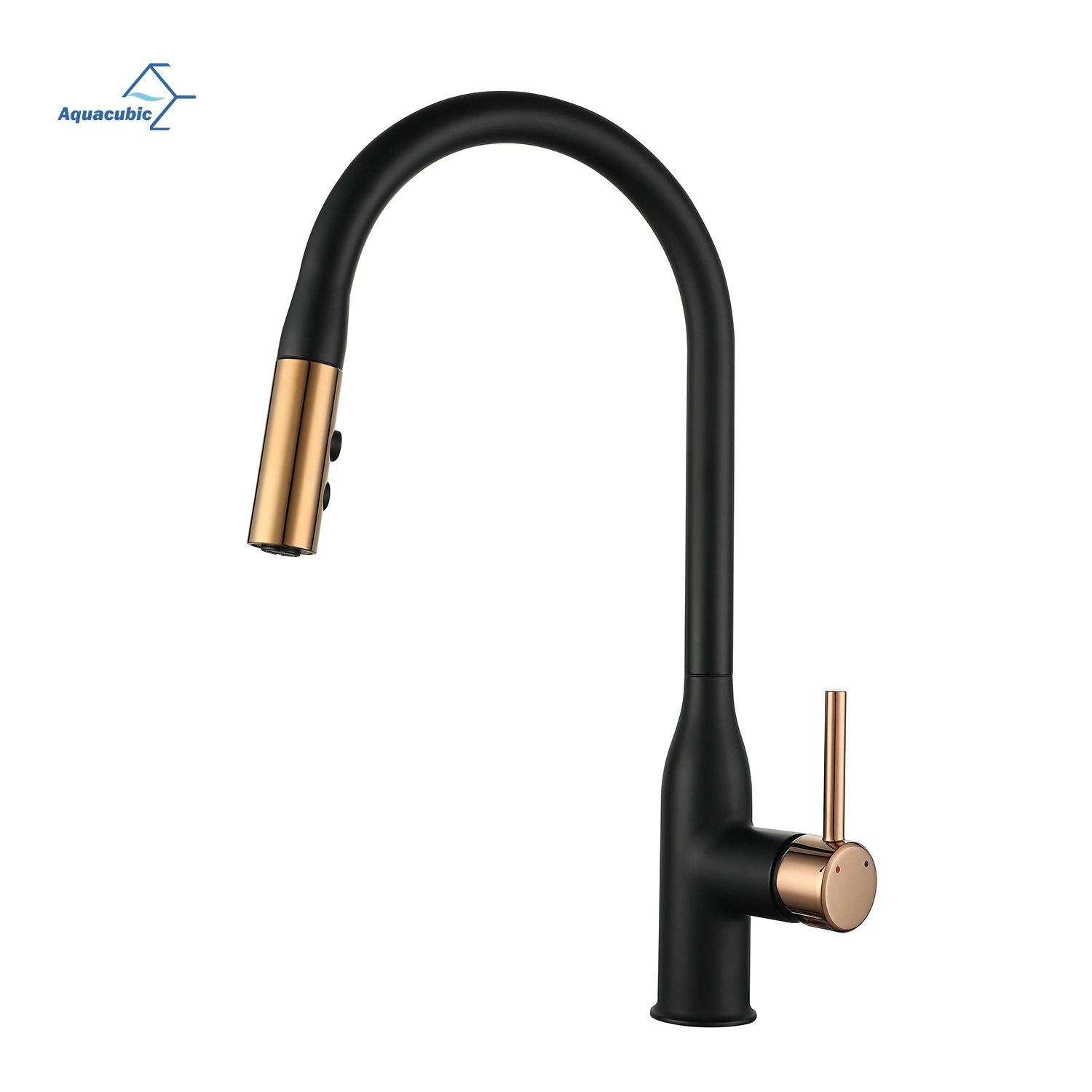 Luxury 360 Rotation Matte Black Hot Cold Kitchen Taps Mixer with Water Purifier 2 Function Pull Down Faucets