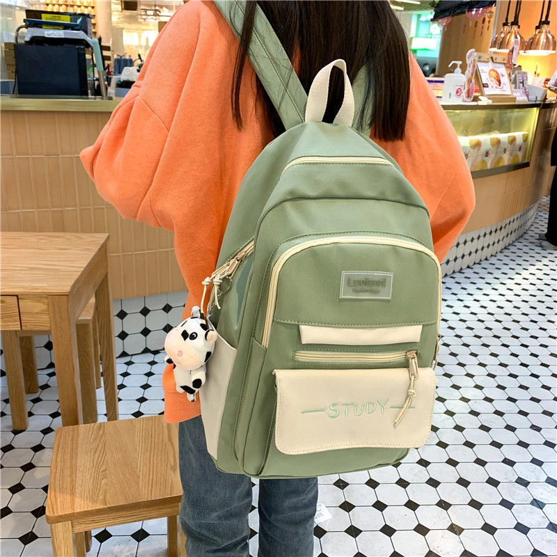 Study Versatile Ins Cool Backpack Canvas Zipper Fashion Laptop Bag