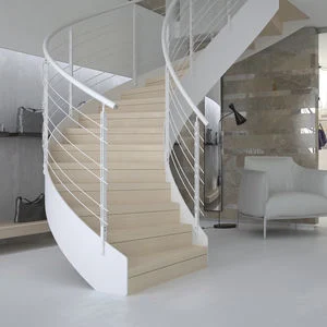 New Product Curved Staircase Modern Steel Solid Wood Stairs