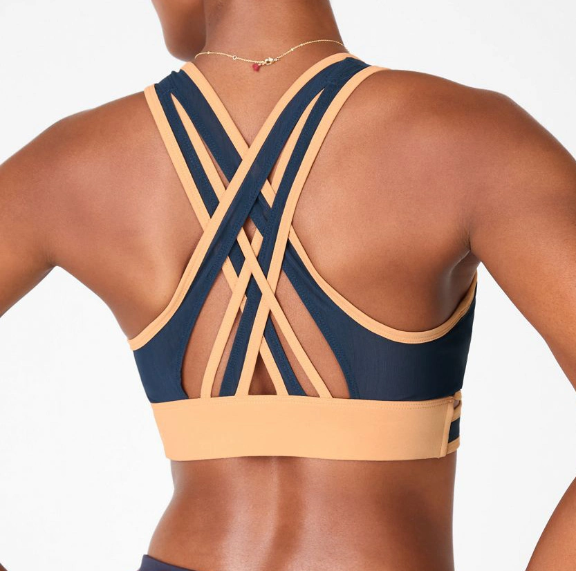 Custom Strappy Back Most Comfortable Low Impact Mesh Sexy Sports Bra