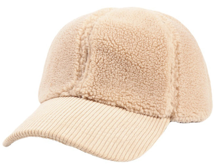 New Fashion Adult Faux Wool Adjustable Strap Winter Corduroy Brim Warm Fashion Cap