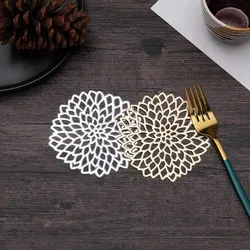 OEM Factory Custom Design Logo Snowflake Hollow PVC Bronzing Coaster Table Mat