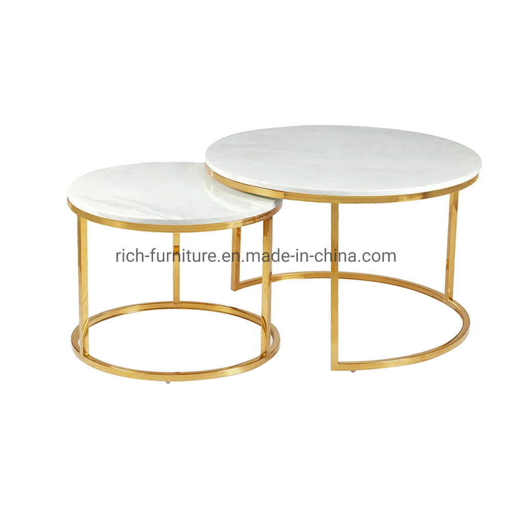 Móveis para casa Sala de estar Restaurante Mesa de café Metal dourado Móveis modernos Sofá Mesa de canto