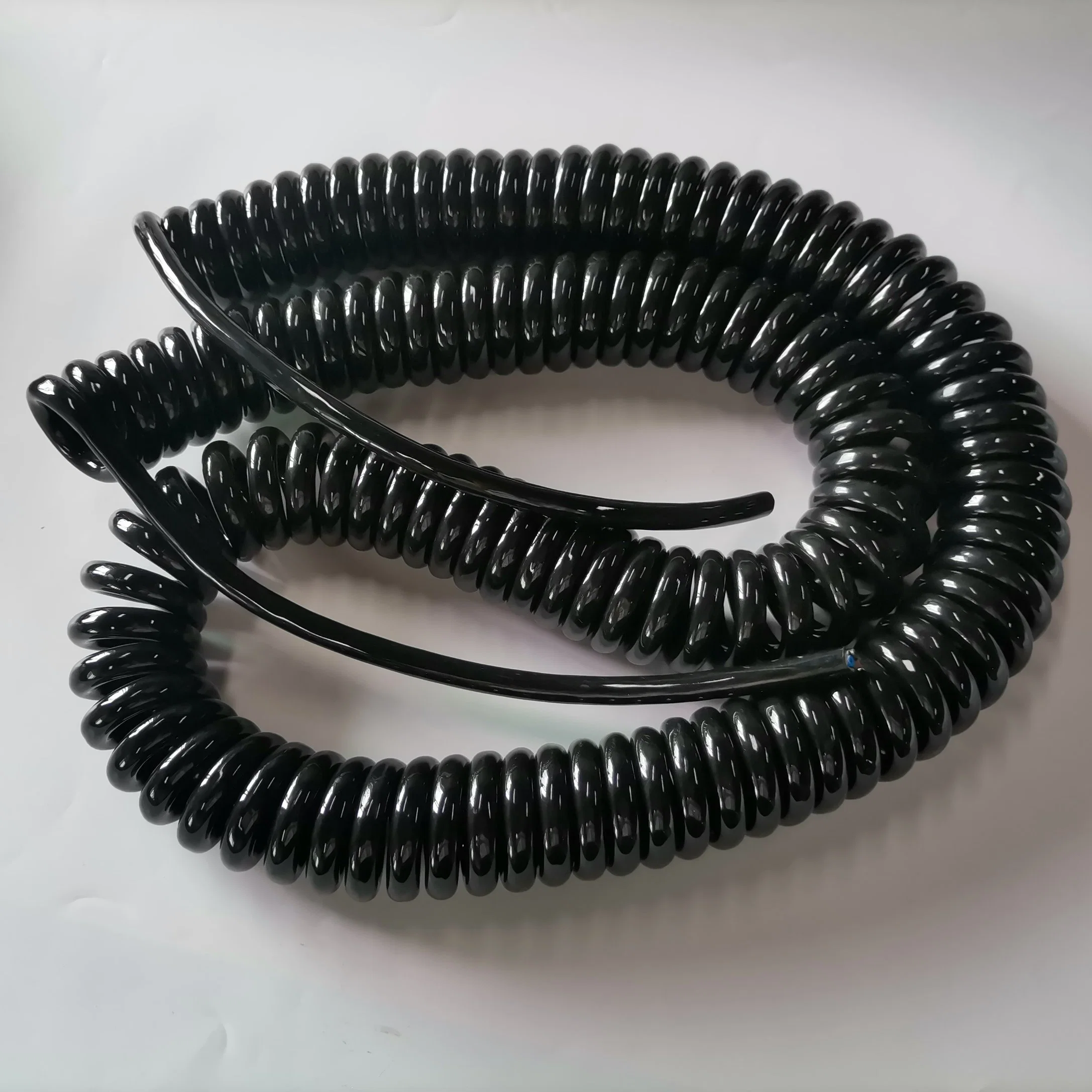 Custom Coiled Power Cord Spiral Cable Spring Wire with PU PUR TPU TPE PVC Jacket CE RoHS Approval Conductor Size 3X2.5mm2 Cable